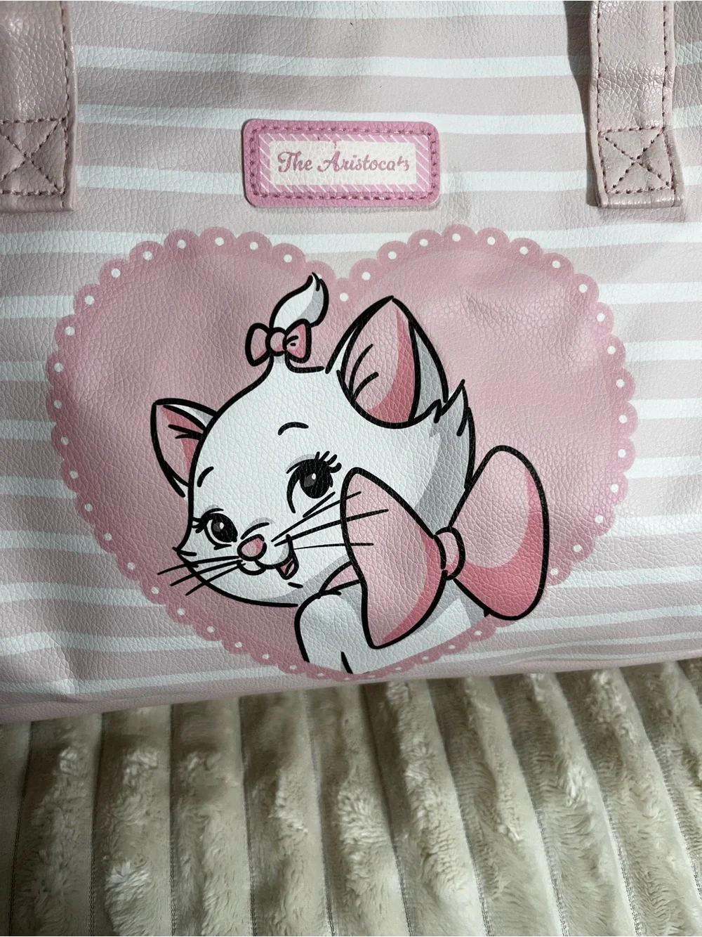 Disney Pink Striped Marie Cat Tote Bag